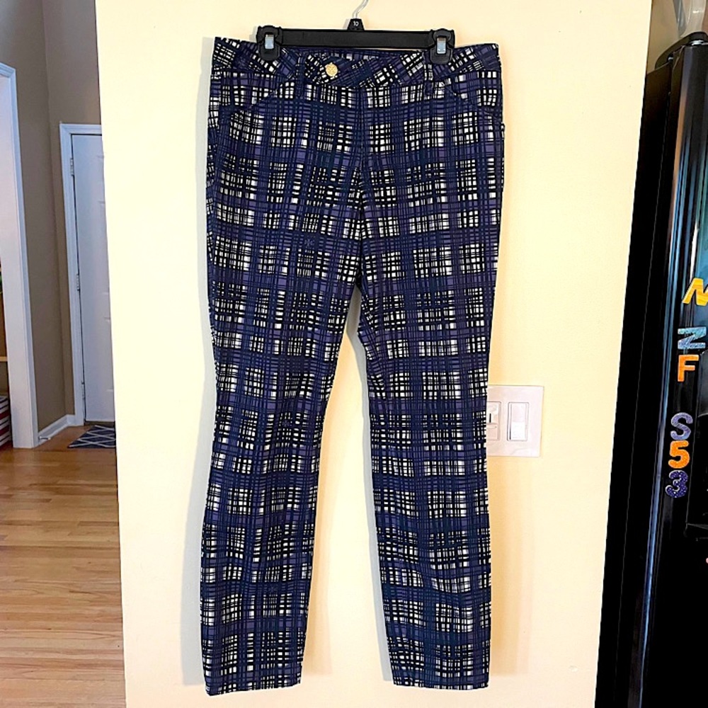 Tory Burch Black and Cream Patterned Trousers